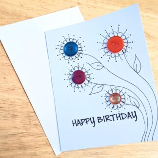Happy Birthday Button Flower Greeting Card